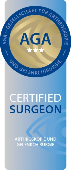 AGA Certified Surgeon seal for arthroscopy and joint surgery
